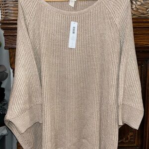 NWT Chico's Beige Crew Neck ribbed Sweater